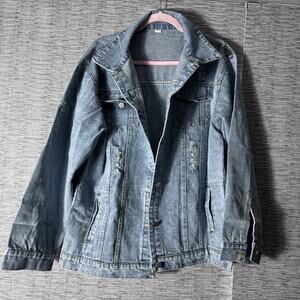 Scacto Distressed Jean Jacket, Blue, Large